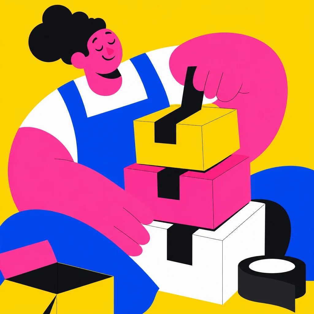 Small Shopify store just starting subscriptions, flat illustration style yellow background