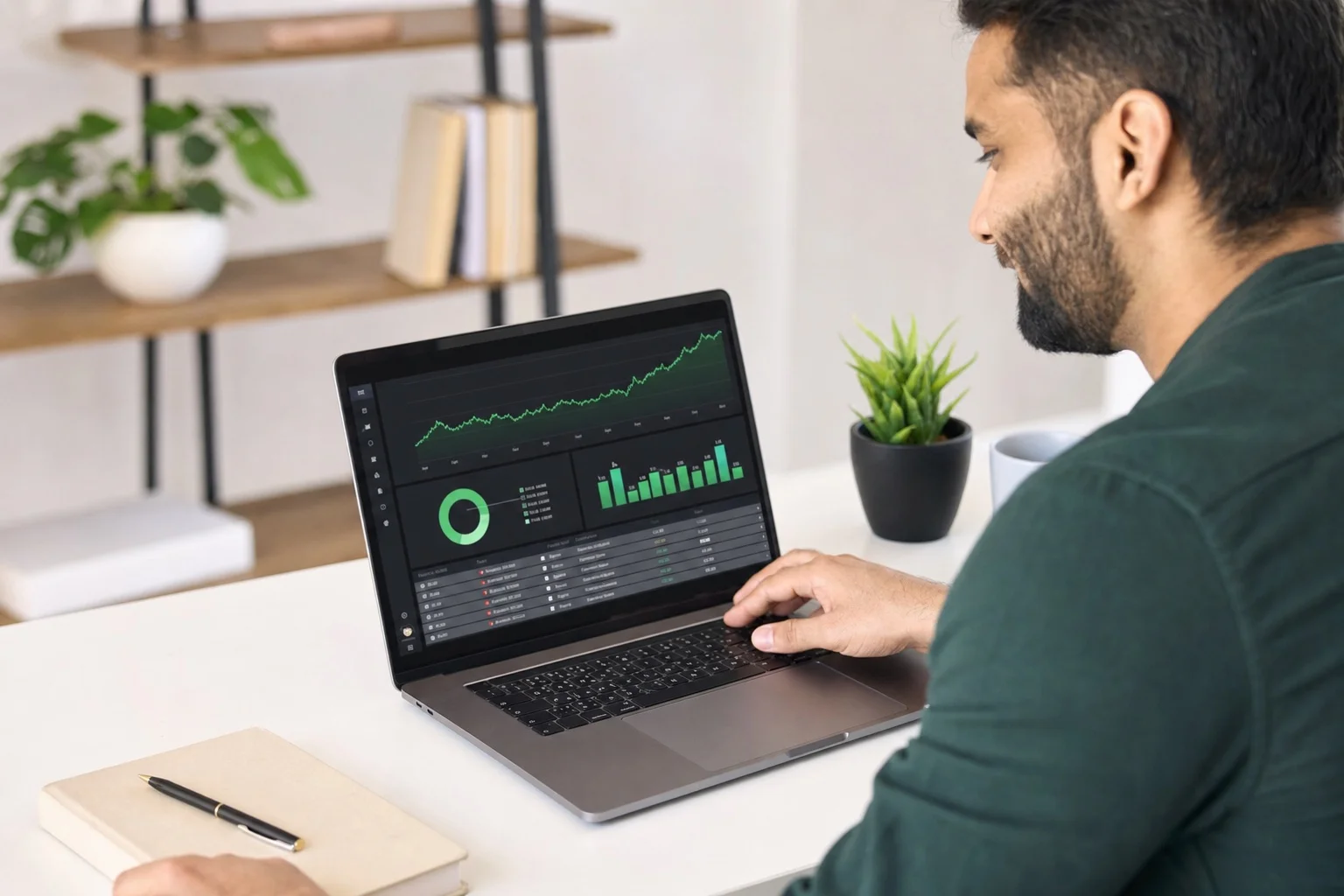 Merchant reviewing a clean subscription recovery dashboard showing improved payment recovery rates.